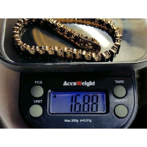 7" Tennis Bracelet Gold Plated 925 Sterling Silver Simulated Cubic Zirconia - Picture 6 of 10